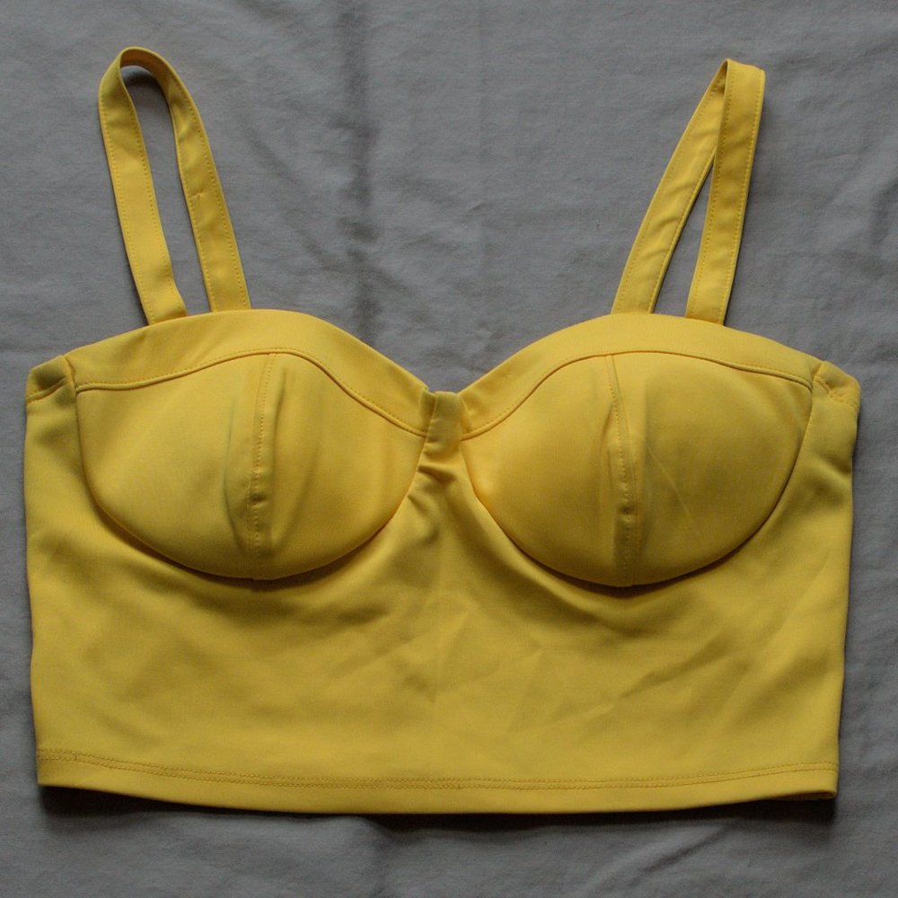 Charlotte Russe yellow bustier crop top - L